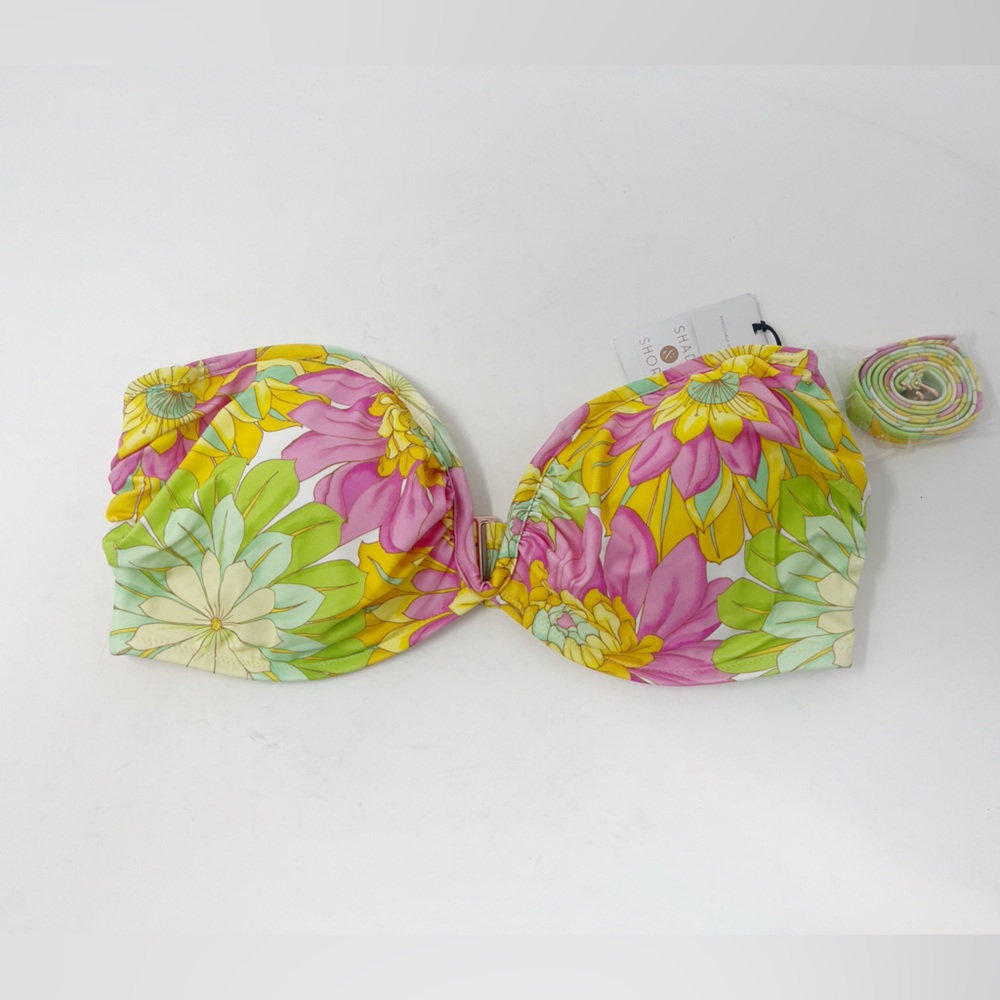 Shade & Shore NWT bandeau underwire padded  bikini top straps included 38DD